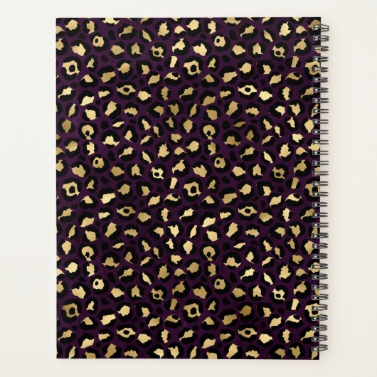 Stijlvol Paars- en goudoliepleopardmonogram Planner (Achterkant)