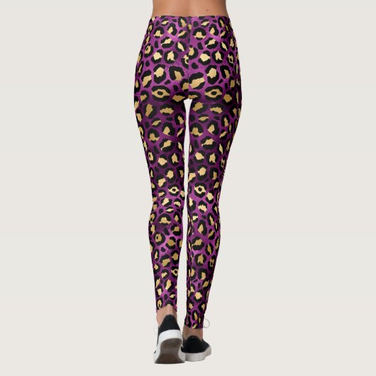 Stijlvol Paars en goudolieramp Leggings (Achterkant)