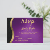 Stijlvol Paars en goudSVP RSVP Kaartje (Staand voorkant)