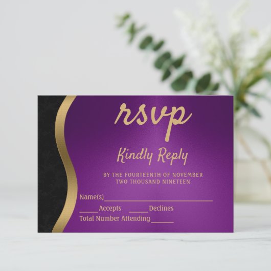 Stijlvol Paars en goudSVP RSVP Kaartje
