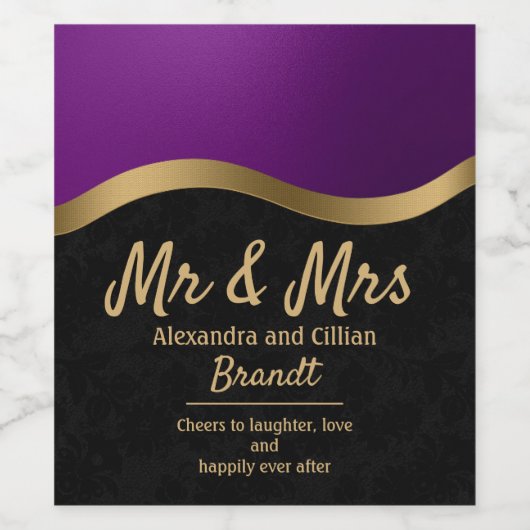 Stijlvol Paars- en goudwaslabel Wijn Etiket (Enkel label)