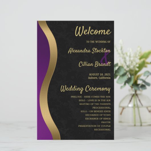 Stijlvol Paars en goudweddenschap (Staand voorkant)