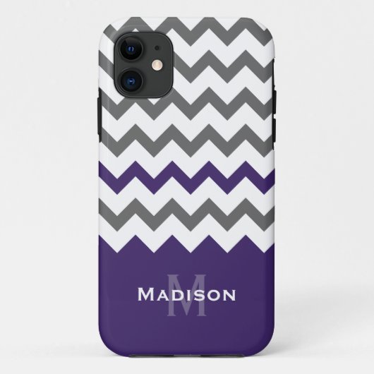 Stijlvol Paars en grijs Chevron Pattern Case-Mate iPhone Case (Achterkant)