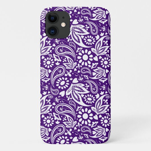 Stijlvol Paars en White Boho Paisley Patterned Case-Mate iPhone Case (Achterkant)