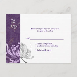 Stijlvol Paars en wit Floral Wedding RSVP Uitnodiging Briefkaart