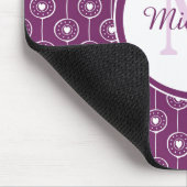 Stijlvol Paars en wit monogram met naam Muismat (Hoek)