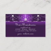 Stijlvol Paars en wit vierkant juwelen monogram Visitekaartje (Achterkant)