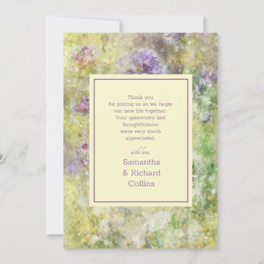 Stijlvol Paars Floral Bedankkaart (Achterkant)