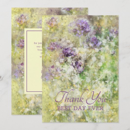 Stijlvol Paars Floral Bedankkaart (Voorkant / Achterkant)