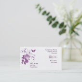 Stijlvol Paars Floral Business Card-sjabloon Visitekaartje (Staand voorkant)
