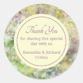 Stijlvol Paars Floral Ronde Sticker (Voorkant)