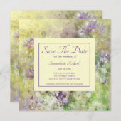 Stijlvol Paars Floral Save The Date (Voorkant / Achterkant)