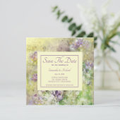 Stijlvol Paars Floral Save The Date (Staand voorkant)
