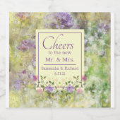 Stijlvol Paars Floral Sparkling Wijnetiket (Enkel label)