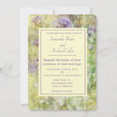 Stijlvol Paars Floral Wedding Kaart (Voorkant)