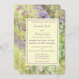 Stijlvol Paars Floral Wedding Kaart