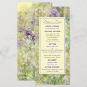 Stijlvol Paars Floral Wedding Menu (Voorkant / Achterkant)