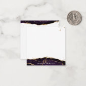 Stijlvol Paars geagatescript monogram Gold Glitter Notitiekaartje (Voorkant / Achterkant in situ)