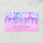 Stijlvol paars glitter druppelt make-up en haar visitekaartje (Voorkant)