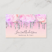 Stijlvol paars glitter druppelt make-up en haar visitekaartje (Voorkant)