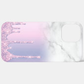 Stijlvol paars glitter druppelt ombre witte marmer Case-Mate iPhone case (Achterkant (horizontaal))