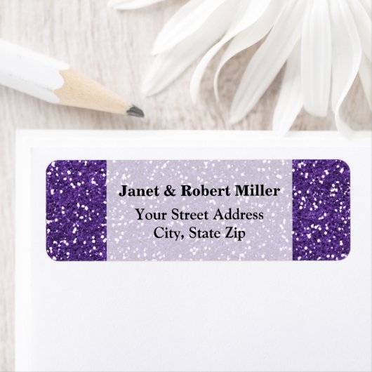 Stijlvol Paars glitter Etiket (Insitu)