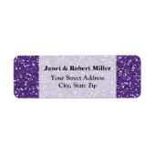 Stijlvol Paars glitter Etiket (Voorkant)