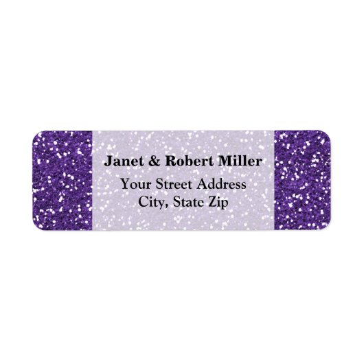 Stijlvol Paars glitter Etiket (Voorkant)