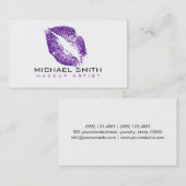Stijlvol Paars glitter lips maken artiest #2 Visitekaartje (Voorkant / Achterkant)
