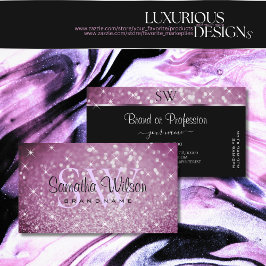 Stijlvol Paars glitter Lumineuze sterren en Initia Visitekaartje