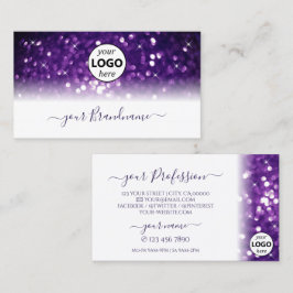 Stijlvol Paars glitter met Logo Visitekaartje