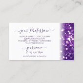 Stijlvol Paars glitter-monogram Visitekaartje (Achterkant)