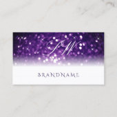 Stijlvol Paars glitter-monogram Visitekaartje (Voorkant)