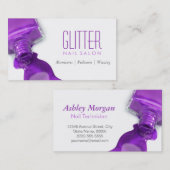 Stijlvol Paars glitter Nail Salon Mesture Visitekaartje (Voorkant / Achterkant)