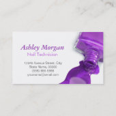 Stijlvol Paars glitter Nail Salon Mesture Visitekaartje (Achterkant)