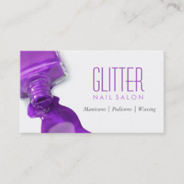Stijlvol Paars glitter Nail Salon Mesture Visitekaartje