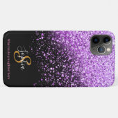 Stijlvol Paars Glitter Persoonlijk Monogram Case-Mate iPhone Case (Achterkant (horizontaal))