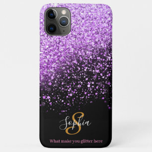 Stijlvol Paars Glitter Persoonlijk Monogram Case-Mate iPhone Case
