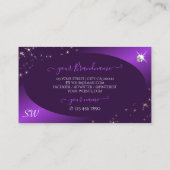 Stijlvol Paars Glitter Stars Diamonds en Monogram Visitekaartje (Achterkant)