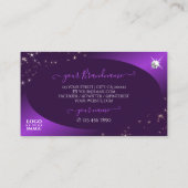 Stijlvol Paars Glitter Stars Diamonds met Logo Visitekaartje (Achterkant)