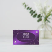 Stijlvol Paars Glitter Stars Diamonds met Logo Visitekaartje (Staand voorkant)