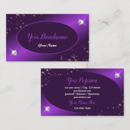 Stijlvol Paars Glitter Stars Diamonds Professional Visitekaartje