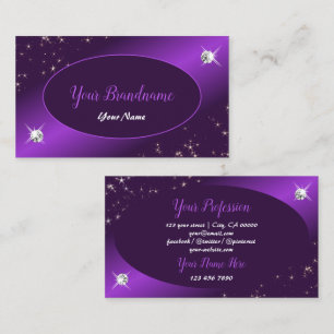 Stijlvol Paars Glitter Stars Diamonds Professional Visitekaartje