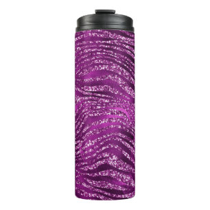 Stijlvol Paars glitter Wild Tiger Stripes Patroon Thermosbeker