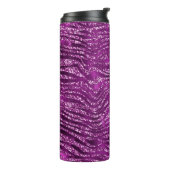 Stijlvol Paars glitter Wild Tiger Stripes Patroon Thermosbeker (Gedraaid links)