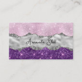Stijlvol Paars glittery Silver Visitekaartje (Voorkant)