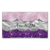Stijlvol Paars glittery Silver Visitekaartje Magnetisch Visitekaartje (Voorkant)