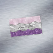 Stijlvol Paars glittery Silver Visitekaartje Magnetisch Visitekaartje (Voorbeeld)