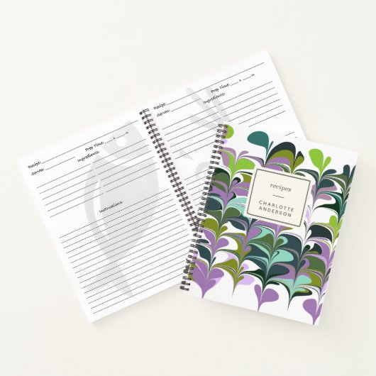 Stijlvol Paars Groen Abstract Kunstwerk Notitieboek (Binnen)