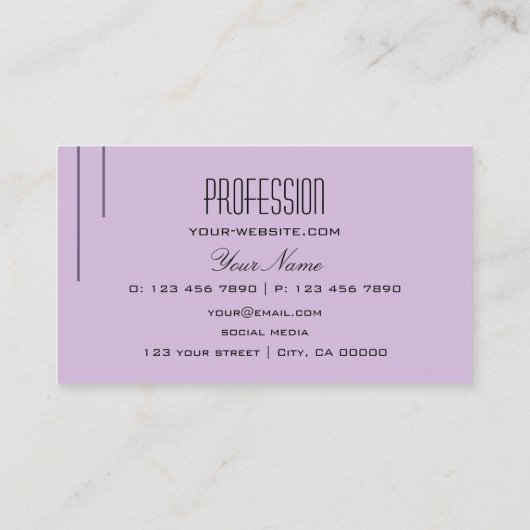 Stijlvol Paars Lila, eenvoudig en professioneel Visitekaartje (Achterkant)